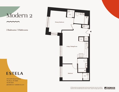 Floor plan for 2 beds, 2 baths, 919 sqft